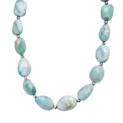 AA Larimar Halskette ca. 45 cm 925 Silber rhodiniert ca. 200,00 ct.