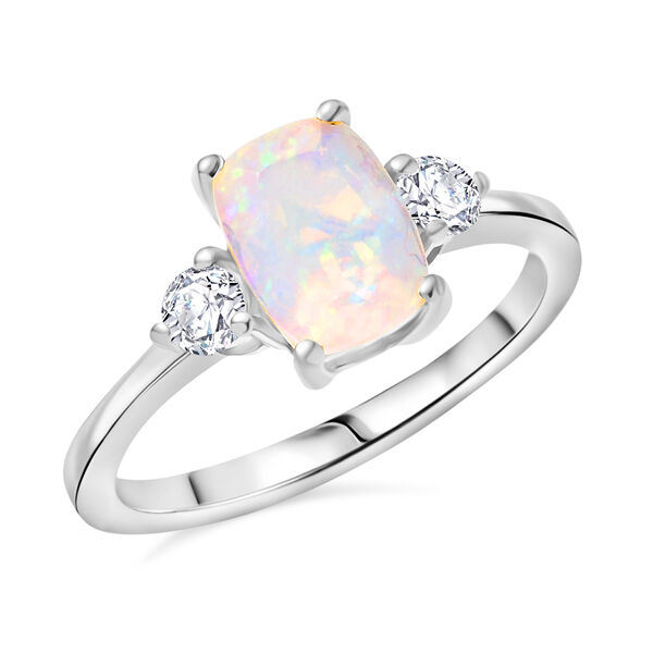 D'Joy AA nat&uuml;rliches, &auml;thiopisches Welo Opal und Zirkon Schmuckset, 925 Silber rhodiniert - 2,13 ct. image number 4