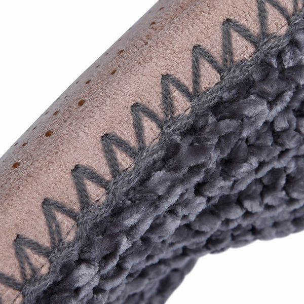 1 paar rutschfeste und gestrickte Hausschuhe mit Fellfutter, Größe S, Grau image number 2