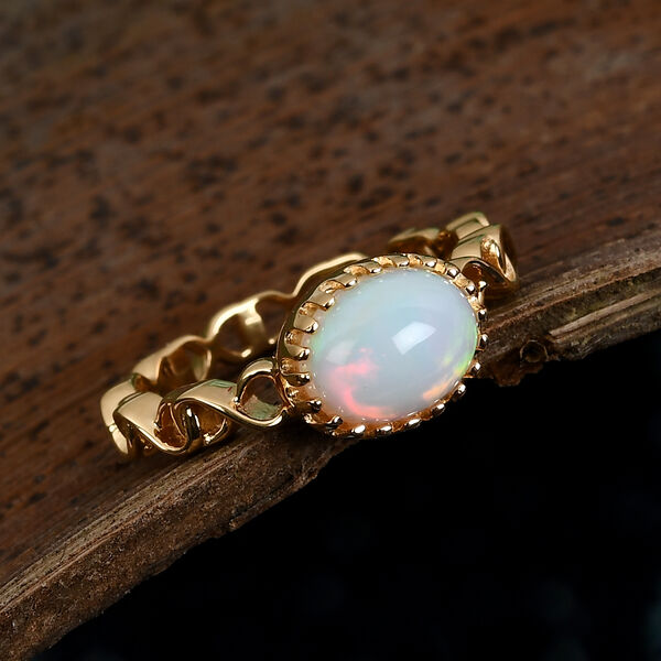 Nat&uuml;rlicher &Auml;thiopischer Opal Ring 585 Vergoldet image number 2