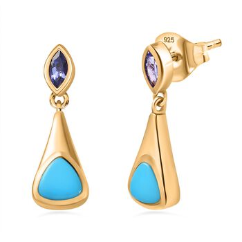 AA Sleeping Beauty T&uuml;rkis und Tansanit Ohrringe - 1,67 ct.