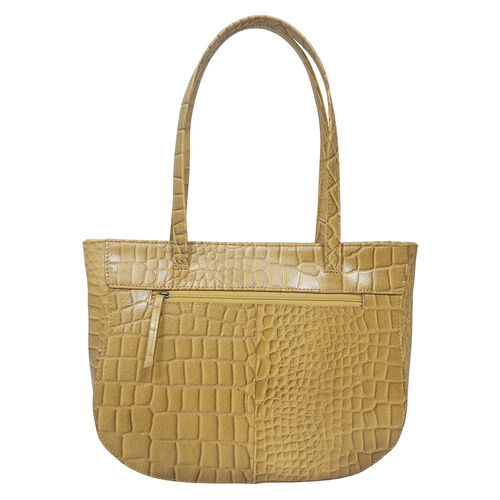 Assots London Julia, krokogeprägt echtes Leder Tote Tashe - Größe: 35x24x6cm, senf image number 1