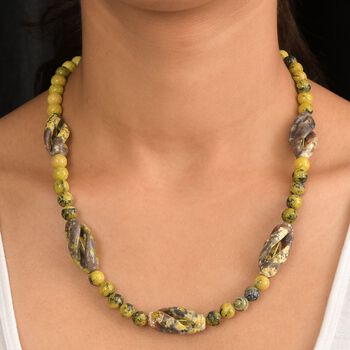 Gew&uuml;rz Jaspis und gelbe Jaspis 50cm Halskette - 271 ct.