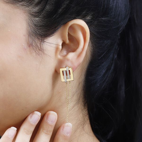 GP Art D&eacute;co Kollektion- Diamant und Kanchanaburi blaue Saphir-Ohrringe - 0,27 ct. image number 3