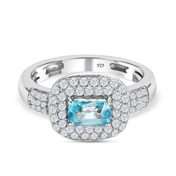 Kambodschanischer blauer und wei&szlig;er Zirkon-Ring - 1,45 ct.