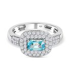 Kambodschanischer blauer und Weißer Zirkon Ring 925 Silber platiniert (Größe 16.00)
