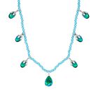 Pfau Quarz Triplette und Blauer Apatit Halskette ca. 45 cm 925 Silber rhodiniert ca. 52,66 ct.