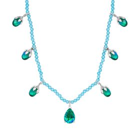 Pfau Triplett Quarz und blaue Apatit Halskette, 45 cm - 52,66 ct.