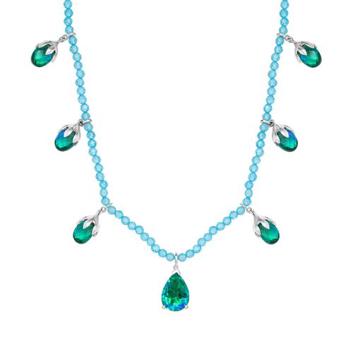 Pfau Triplett Quarz und blaue Apatit Halskette, 45 cm - 52,66 ct. image number 0