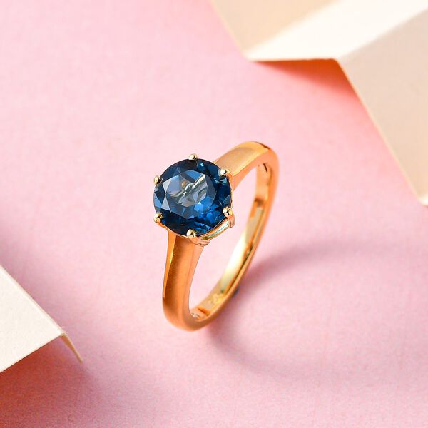 London Blautopas Ring, 925 Silber vergoldet, ca. 2.25 ct image number 2