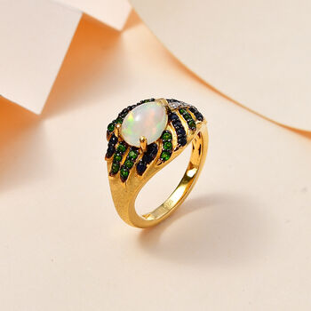 GP Trionfo Kollektion- AA &auml;thiopischer Welo Opal, Zirkon, Chromdiopsid und Kanchanaburi blauer Saphir-Ring - 2 ct.