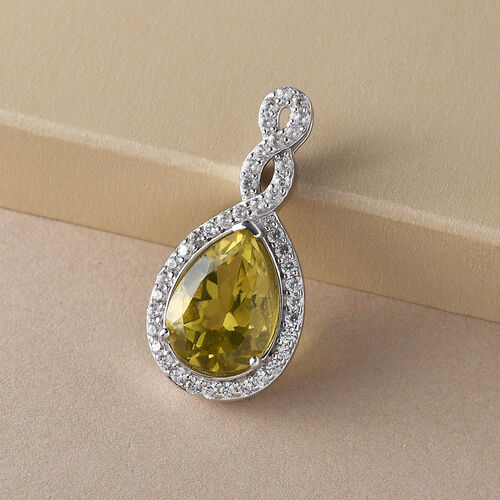 Ouro Verde-Quarz und Zirkon-Anhänger in Silber, 6,14 ct. image number 1