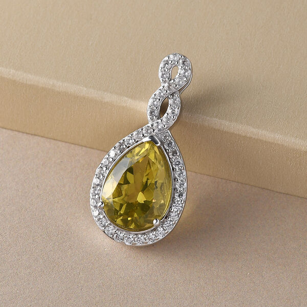 Ouro Verde-Quarz und Zirkon-Anhänger in Silber, 6,14 ct. image number 2