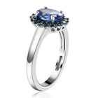 AA Tansanit und blauer Diamant-Ring, 925 Silber platiniert (Größe 16.00) ca. 1,19 ct image number 4