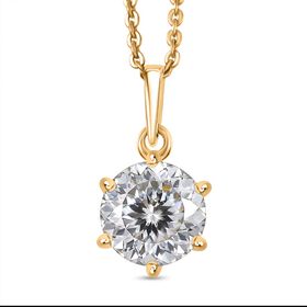 D'Joy Moissanit Anhänger mit 50cm Kette, 925 Silber 750 Gelbgold Vermeil - 1,30 ct.