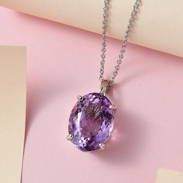 Rose De France Amethyst Anh&auml;nger mit Kette, 925 Silber platiniert ca. 15,00 ct image number 3