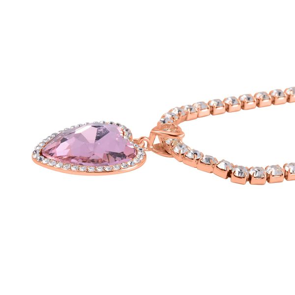 J Francis gefertigt mit SWAROVSKI- Rosa und wei&szlig;e Swarovski Kristall Halskette, 50cm image number 3