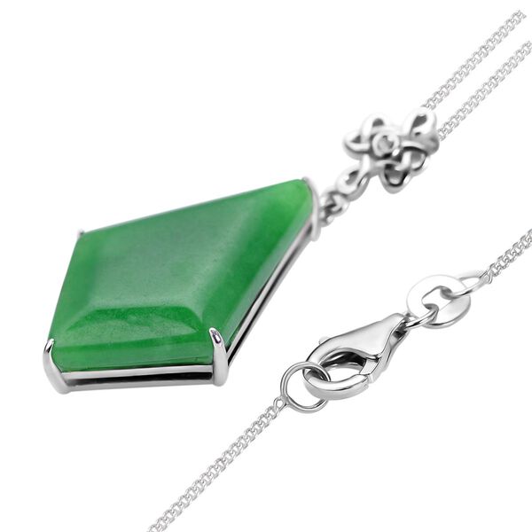 Gr&uuml;ne Jade und wei&szlig;er Zirkon-Anh&auml;nger mit Kette, 925 Silber, 925 Silber rhodiniert ca. 13.25 ct image number 4