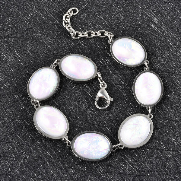 Synthetisches Opal-Harz-Armband in Silberton image number 1