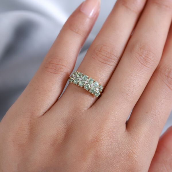 AA Demantoid Granat und Zirkon Cluster Ring 375 Gelbgold image number 3