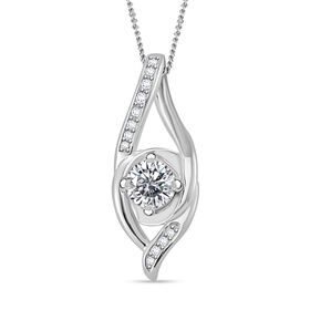 Moissanit Anhänger mit 45cm Kette , 925 Silber rhodiniert - 0,70 ct.
