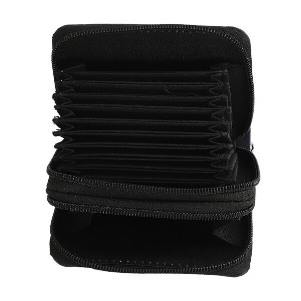 Geldbörse aus 100% echtem Leder, Dual-Reißverschluss mit abnehmbarem Riemen, 11x7.5x4.5 cm, Dunkelblau image number 5