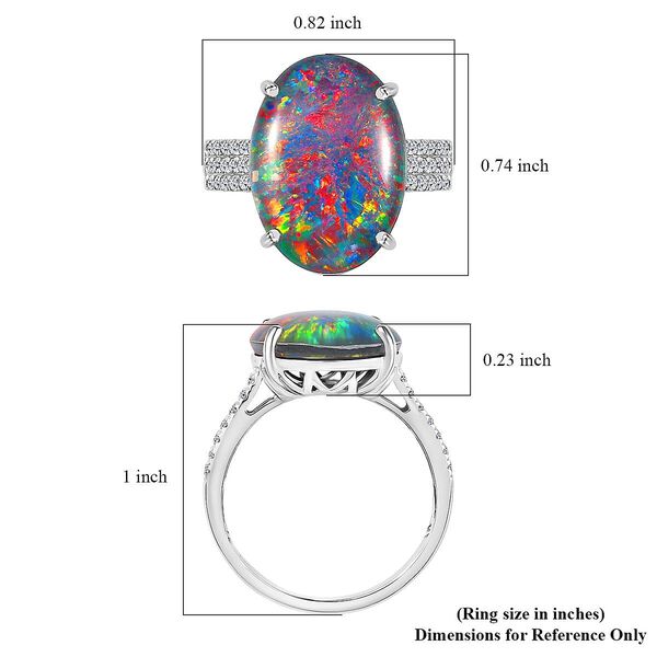 AA Australischer Boulder Opal, Lab Grown Diamant Ring, AGI zertifiziert und gepr&uuml;ft,  417 Wei&szlig; Gold (Gr&ouml;&szlig;e 18.00) ca. 6,67 ct image number 5