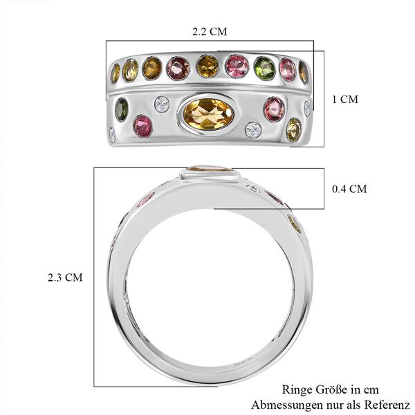 Nat&uuml;rlicher mehrfarbiger Turmalin Ring 925 Silber platiniert (Gr&ouml;&szlig;e 17.00) ca. 1.13 ct image number 7