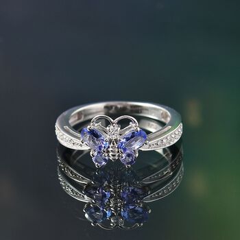Tansanit und Zirkon Ring  - 0,86 ct.