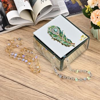 Edle Glas-Schmuckbox in Quadratform, Silbergr&uuml;n