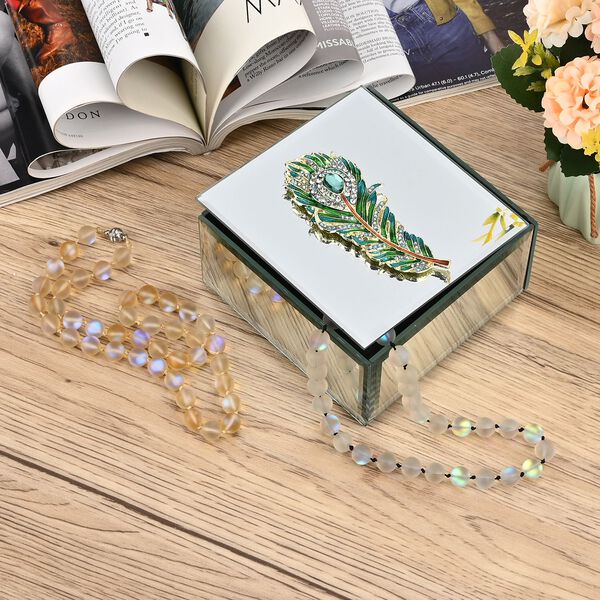 Edle Glas-Schmuckbox in Quadratform, Silbergr&uuml;n image number 1