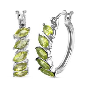 Natürliche Peridot Creolen, Edelstahl ca. 2.58 ct