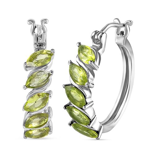 Natürliche Peridot Creolen, Edelstahl ca. 2.58 ct image number 0