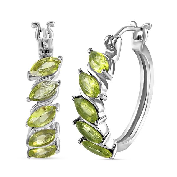 Natürliche Peridot Creolen, Edelstahl ca. 2.58 ct image number 0