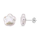 Keshi Perle Ohrringe 925 Silber rhodiniert