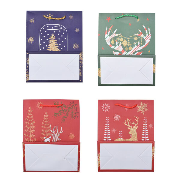 12er-Set Geschenktüten, Weihnachtsmotiv, Größe S (18x10x23 cm), M (32x12x26 cm), und L (31x12x42 cm), Mehrfarbig  image number 3