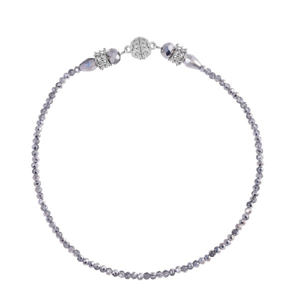 2er Set - Grau Kristall, Weißer Kristall Halskette und Ohrringe 0.05 ct image number 4