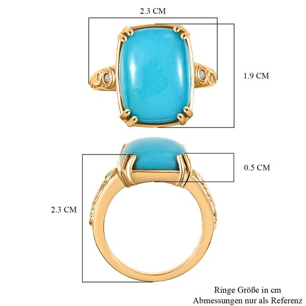 D'Joy AA Sleeping Beauty Türkis, Weißer Diamant Ring 925 Silber 750 Gelbgold Vermeil (Größe 17.00) ca. 7.06 ct image number 7
