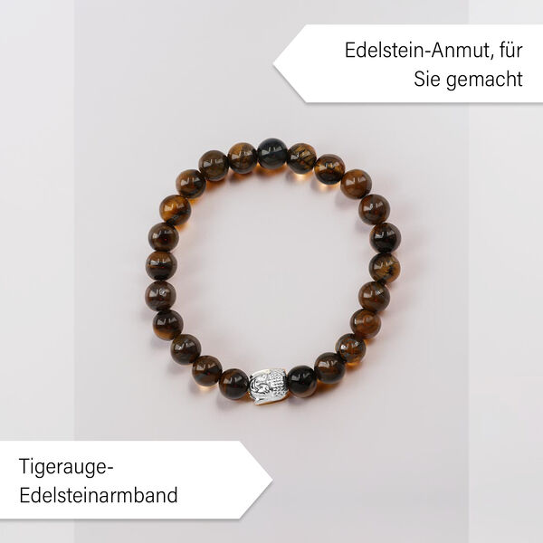 2er Set Luxus 100% Seidenschal und Tigerauge Chakra-Armband image number 2