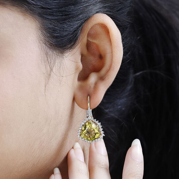 AA Ouro Verde Quarz und Zirkon Ohrringe - 17,57 ct. image number 3