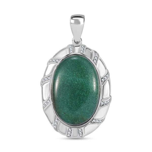 Gr&uuml;ner Aventurin und Zirkon Anh&auml;nger - 35,02 ct.