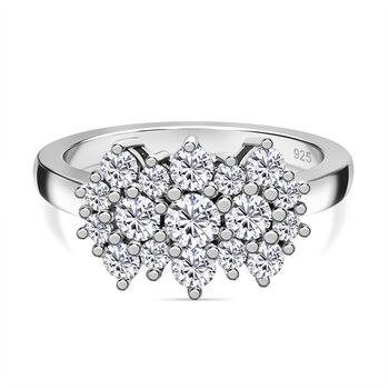 Moissanit Ring, 925 Silber rhodiniert - 1 ct.