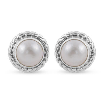 Royal Bali Kollektion - wei&szlig;e Mabe Perlen-Ohrstecker, 925 Silber