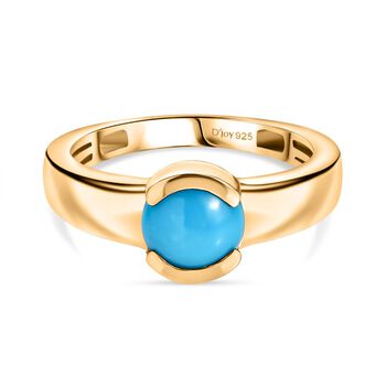 D'Joy AA Sleeping Beauty T&uuml;rkis Ring 925 Silber 750 Gelb Vergoldet (Gr&ouml;&szlig;e 18.00) ca. 1,27 ct