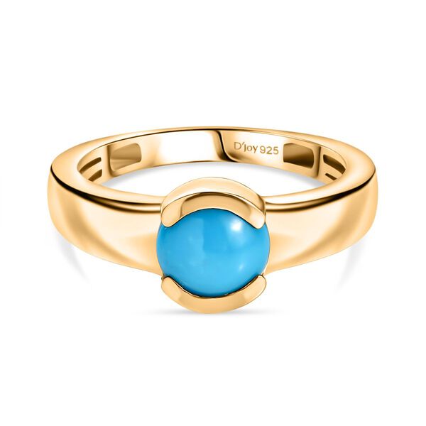 D'Joy AA Sleeping Beauty T&uuml;rkis Ring 925 Silber 750 Gelb Vergoldet (Gr&ouml;&szlig;e 18.00) ca. 1,27 ct