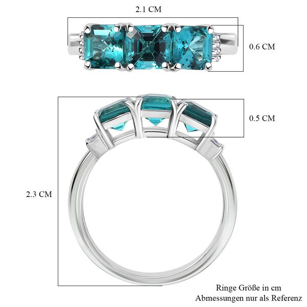 RHAPSODY - AAAA Lagunen Turmalin (ASSCHER SCHLIFF), Weißer Diamant SGL zertifiziert Ring 950 Platin (Größe 17.00) ca. 2.28 ct image number 7