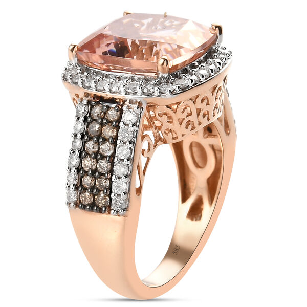 AAA Marropino Morganit und nat&uuml;rlicher Champagner Diamant-Ring, 585 Ros&eacute;gold  ca. 8,31 ct image number 5