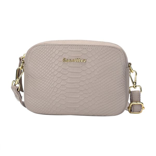 Sencillez Crossbody Tasche mit Schlangenhaut-Druck, Grau