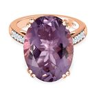 Rose De France Amethyst, weißer Zirkon Ring, 925 Silber rosévergoldet (Größe 17.00) ca. 12.13 ct
