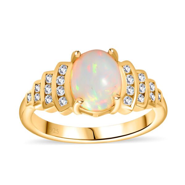 AA Natürlicher, äthiopischer Welo Opal und Weißer Zirkon Ring, ca. 1,71 ct image number 5